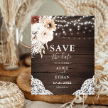 Budget Boho Neutralt Flowers Bröllop spara datum Flygblad<br><div class="desc">Budgeten Boho chic bröllop spara datum flygare har blommor av neutralt med pampa och ljus på trä.</div>