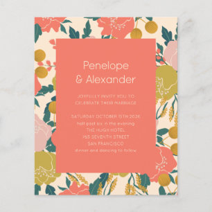 Budget Boho Orange Botanisk Bröllopsinbjudan
