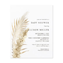 Budget Boho Pampas Baby Shower-inbjudan