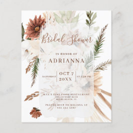 Budget Boho Pampas Bröllop Bröllopsdusch Inbjudan