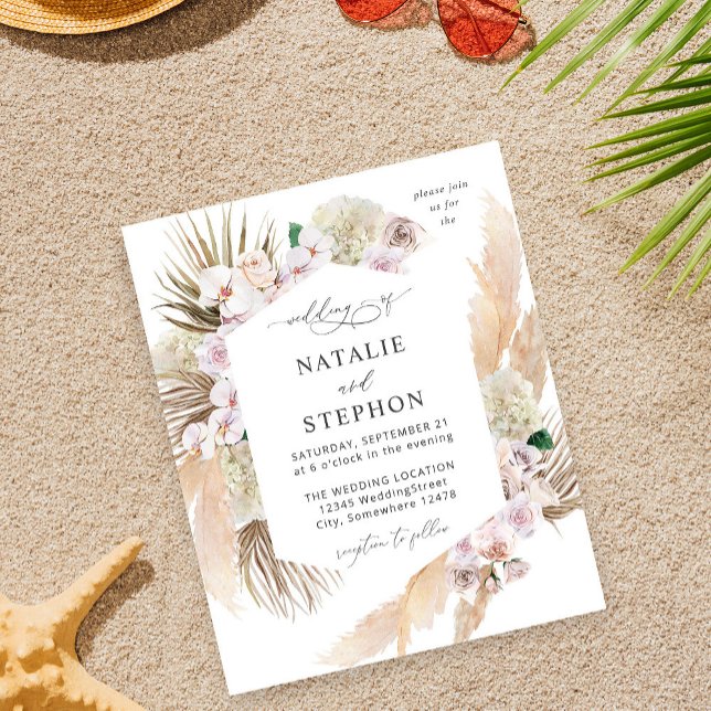 Budget Boho Pampas Grass Beach Blommigt Bröllop Flygblad (Skapare uppladdad)