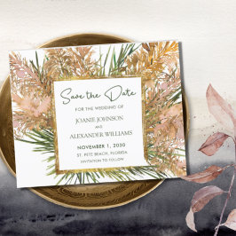 Budget Boho Pampas Grass Bröllop spara datum