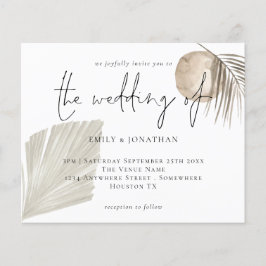 Budget Boho Pampas Grass Cream Wedding bjudande