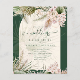 BUDGET BOHO Pampas Grass Grönt Bröllop Flygblad