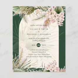 BUDGET BOHO Pampas Grass Grönt Bröllop MATTE Flygblad