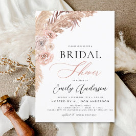 Budget Boho Pampas Grass Inbjudningskort för möhip Flygblad