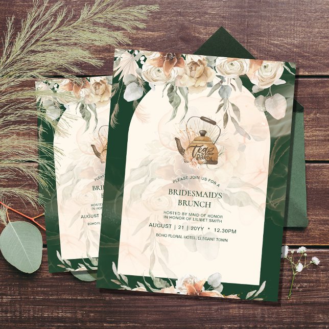 BUDGET Boho Pampas Grass TEA PARTY Möhippa Lunch Flygblad (Skapare uppladdad)