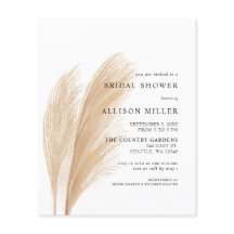 Budget Boho Pampas Inbjudningskort för möhippan