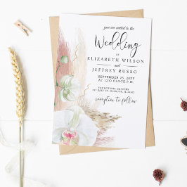 Budget Boho Pampas Orchid bröllopsinbjudan