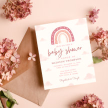 Budget Boho Pastel Rosa Rainbow Clouds Baby Shower