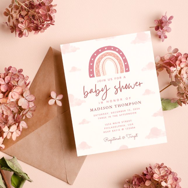 Budget Boho Pastel Rosa Rainbow Clouds Baby Shower (Skapare uppladdad)