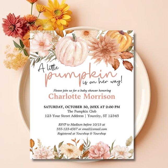 Budget Boho Pumpkin Girl Baby Shower-inbjudan (Skapare uppladdad)