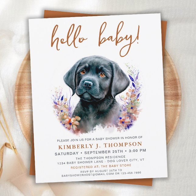 Budget Boho Puppy Hund Terracotta Baby Shower Invi (Skapare uppladdad)