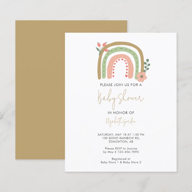 Budget Boho Rainbow Baby Shower Flowers Earth (Fram/baksida)