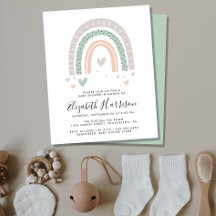 Budget Boho Rainbow Baby Shower-inbjudan