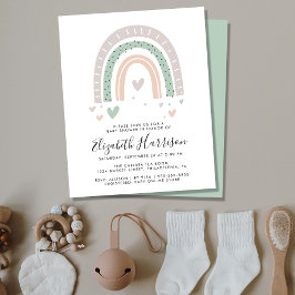 Budget Boho Rainbow Baby Shower-inbjudan
