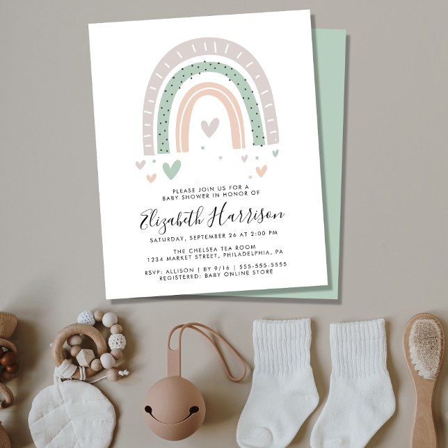 Budget Boho Rainbow Baby Shower-inbjudan (Skapare uppladdad)