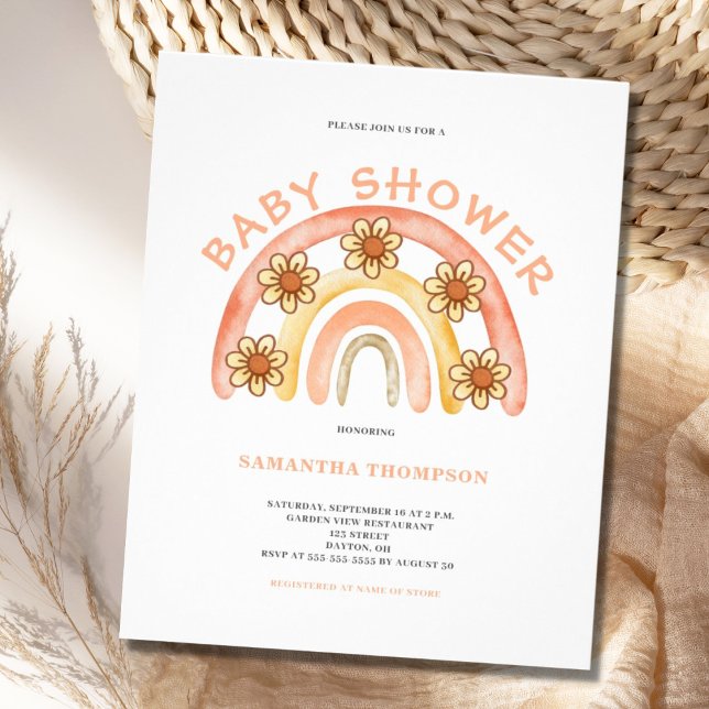 Budget Boho Rainbow Baby Shower-inbjudan Flygblad (Skapare uppladdad)