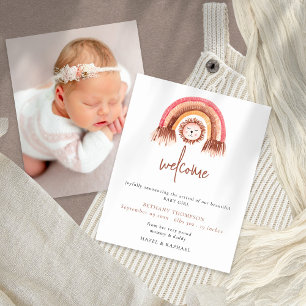 Budget Boho Rainbow Lejont födelsemeddelande