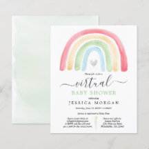 Budget Boho Rainbow Virtuell Baby Shower-inbjudan