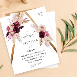 Budget Boho Ram Rosa Pampas Grass Blommigt Bröllop