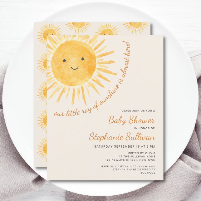 Budget Boho Ray of Sunshine Baby Shower-inbjudan (Skapare uppladdad)