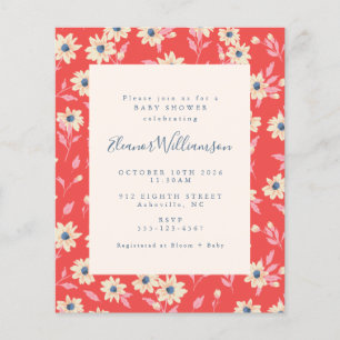 Budget Boho Red Blue Blommigt Baby Shower