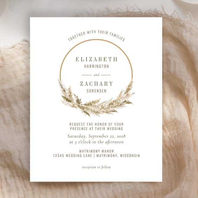 Budget Boho Ring Pampas Grass Wedding bjudande (Skapare uppladdad)