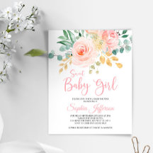 Budget Boho  Rosa Baby Shower-inbjudan