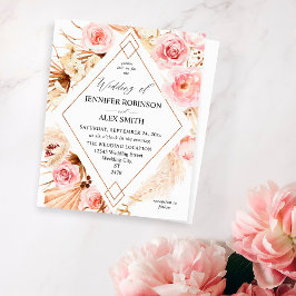 Budget Boho Rosa & Beige Blommigt Guld Bröllop