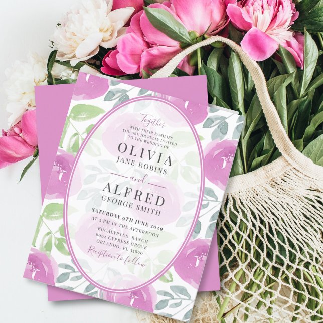 Budget Boho Rosa Blommig Akvarell Bröllop (Skapare uppladdad)