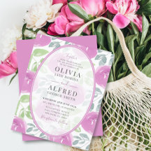 Budget Boho Rosa Blommigt Watercolor Bröllop