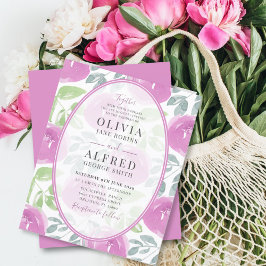 Budget Boho Rosa Blommigt Watercolor Bröllop