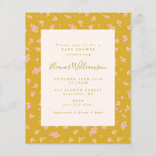 Budget Boho Rosa Gult Blommigt Baby Shower