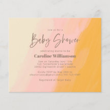 Budget Boho Rosa Gult Script Baby Shower Inbjudan