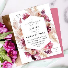 Budget Boho Rosa Pampas Grass Blommigt Bröllop Ros