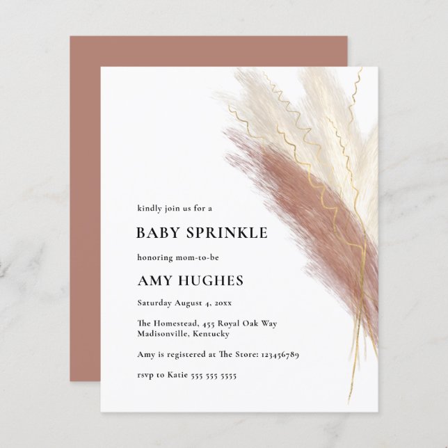 Budget Boho Rosa Pampas Grass Flicka Sprinkle (Fram/baksida)