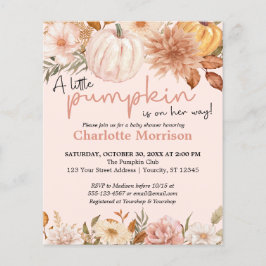 Budget Boho Rosa Pumpkin Girl Baby Shower Inbjudan