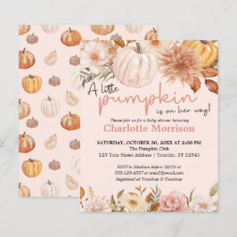 Budget Boho Rosa Pumpkin Girl Baby Shower Inbjudan