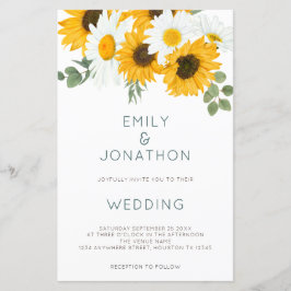 Budget Boho Rustik Solros Bröllopsinbjudan