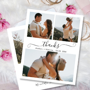 Budget Boho Script Bröllop Collage Tack Flyer