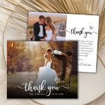 Budget Boho Script Heart 2 Photo Bröllop Tack<br><div class="desc">Budget Boho Modern Heart Typography (2) 2 Photo Bröllop Tack Papper. Modern Snyggt bröllop tackar dig för att du har en lodrät på framsidan med övertäckningstexten "Tack" i ett handskrivet kalligrafi-swash-skript i svan med kärlek hjärtmotiv i vitt på bild. ***NOTERA! *** BUDGETEN PAPPER/FLYER ÄR PAPPER. *** UPPGRADERA PAPPER FÖR EN...</div>