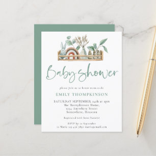 Budget Boho Shelf Leksak Sage Baby Shower Inbjudan