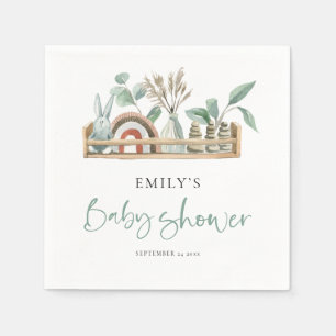 Budget Boho Shelf Leksak Sage Grönt Baby Shower Pappersservett