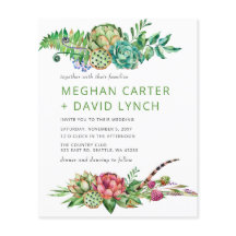 Budget Boho Succulent Cactus Wedding bjudande