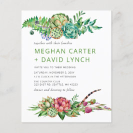 Budget Boho Succulent Cactus Wedding bjudande