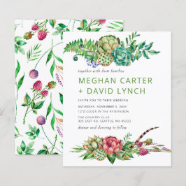 Budget Boho Succulent Cactus Wedding bjudande