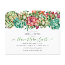 Budget Boho Succulent Inbjudningskort för möhippan