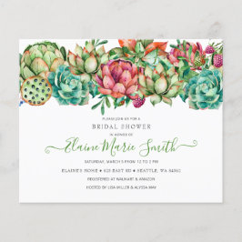 Budget Boho Succulent Inbjudningskort för möhippan