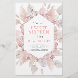 Budget Boho Sweet sixteen Modern inbjudan Flygblad
